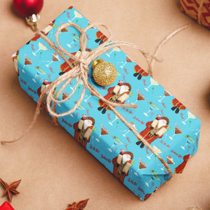 Weihnachtsmann bringt Feiertagsgetränke   Geschenkpapier