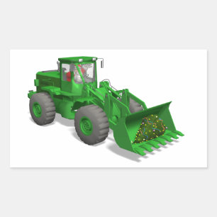Weihnachtsmann Bulldozerfahrer Rechteckiger Aufkleber