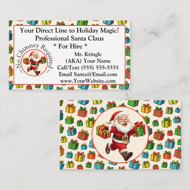 Weihnachtsmann Business Card Holiday Magie Visitenkarte (Vorne/Hinten)