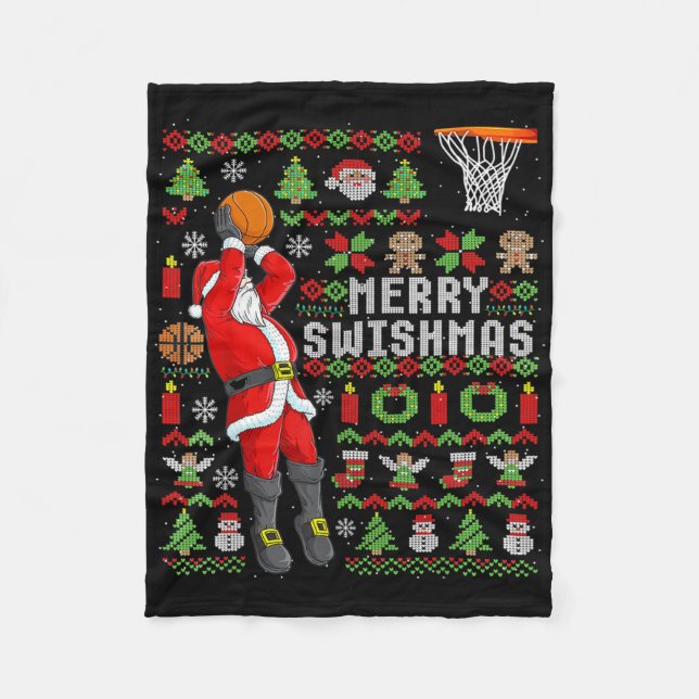 Weihnachtsmann-Bysketbyll-Spieler - Slam Dunk Ugly Fleecedecke (Vorderseite)