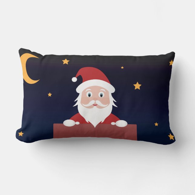 Weihnachtsmann Cartoon Weihnachten Nacht den Kamin Lendenkissen (Vorderseite)