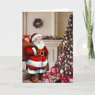 Weihnachtsmann-Christmas-Tanne-Personalisierte-Unt Feiertagskarte