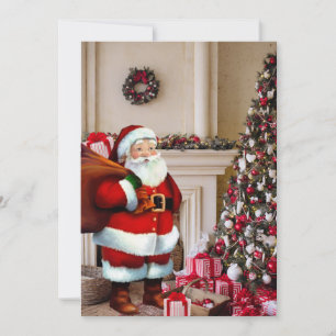Weihnachtsmann-Christmas-Tanne-Personalisierte-Unt Feiertagskarte