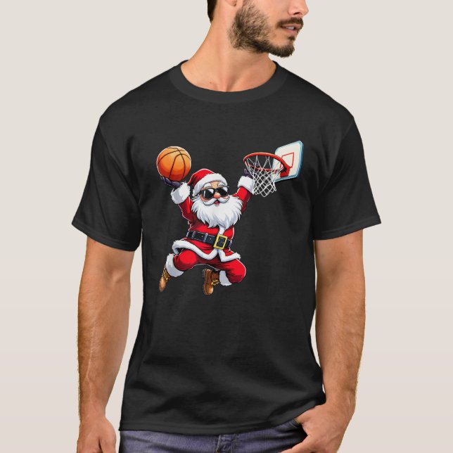 Weihnachtsmann Claus Dunking A Basketball Mens Bo T-Shirt (Vorderseite)