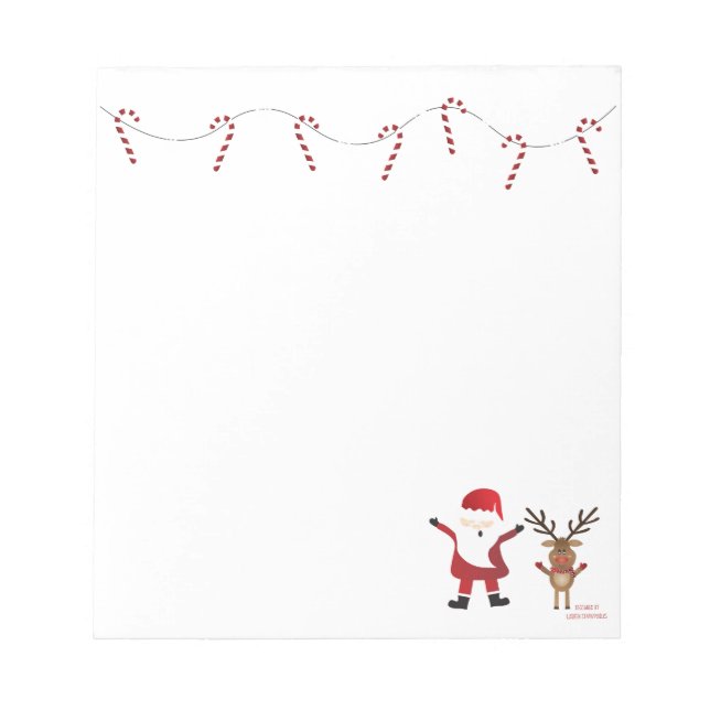 Weihnachtsmann Claus Reindeer Candy Canes Notizblock (Vorderseite)