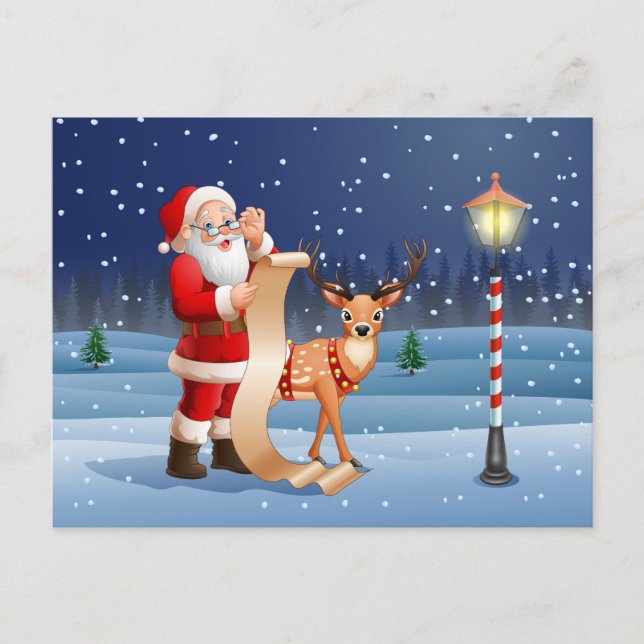 Weihnachtsmann-Claus Reindeer Personalisierter Tex Postkarte (Vorderseite)