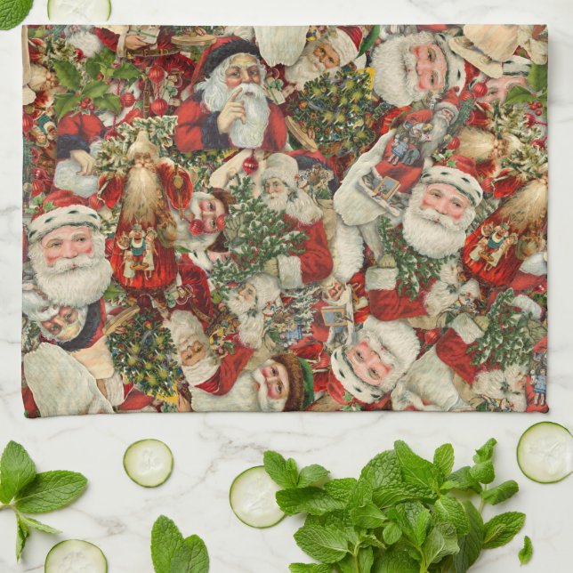 Weihnachtsmann-Collage   Geschirrtuch (Gefaltet)