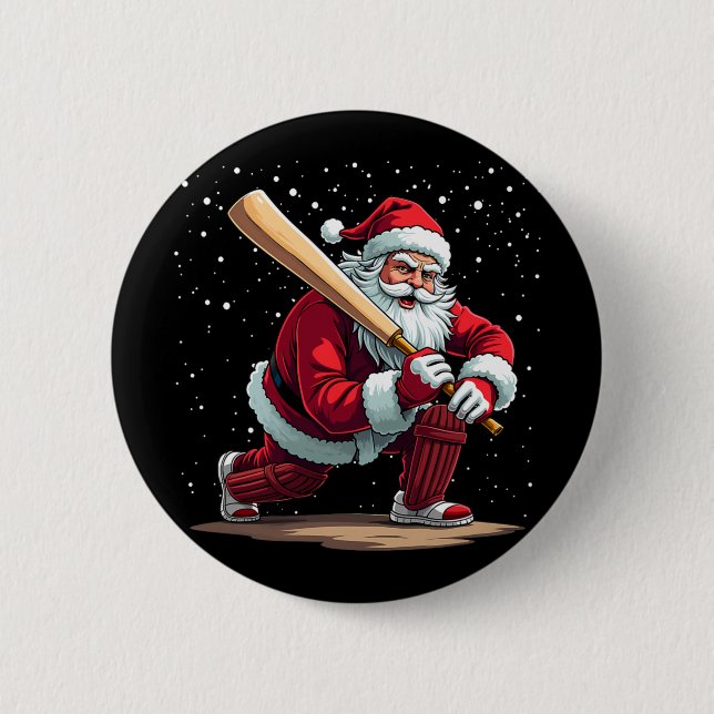 Weihnachtsmann Cricket Spieler Weihnachten Winter  Button (Vorderseite)