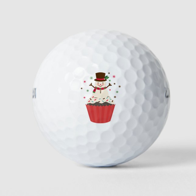 Weihnachtsmann-Cupcake Golfball (Vorderseite)