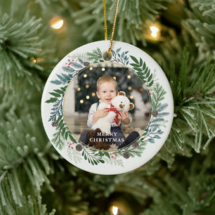 Weihnachtsmann Custom 2-Foto Keramik Ornament
