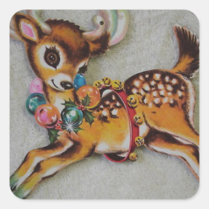 Weihnachtsmann der 50er Jahre Quadratischer Aufkleber