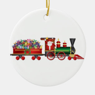 Weihnachtsmann, der Bell auf Zug-Verzierung Keramik Ornament
