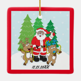 Weihnachtsmann der Farbenreiniger Keramikornament