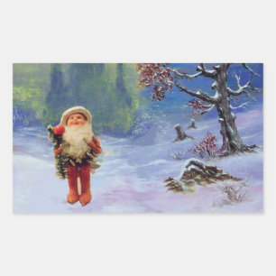 WEIHNACHTSMANN DER GNOMENE RECHTECKIGER AUFKLEBER