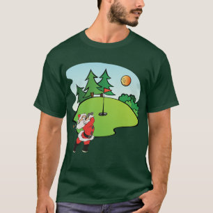 Weihnachtsmann, der Golf auf dem 9. Loch spielt T-Shirt