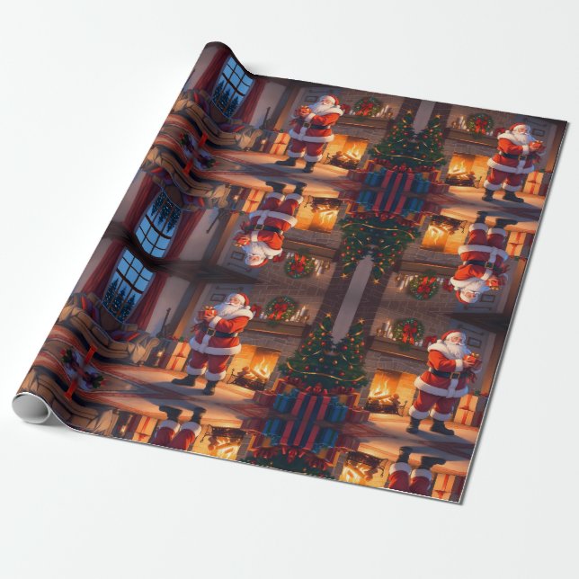 Weihnachtsmann, der Kinderspielzeug liefert, Renti Geschenkpapier (Ungerollt)