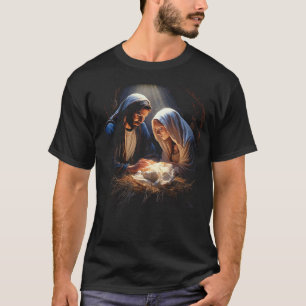 Weihnachtsmann der Krippe Joseph Mary Jesus T-Shirt