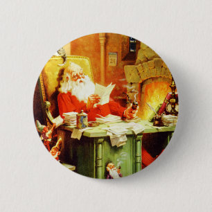 Weihnachtsmann, der seine Liste, es zweimal Button
