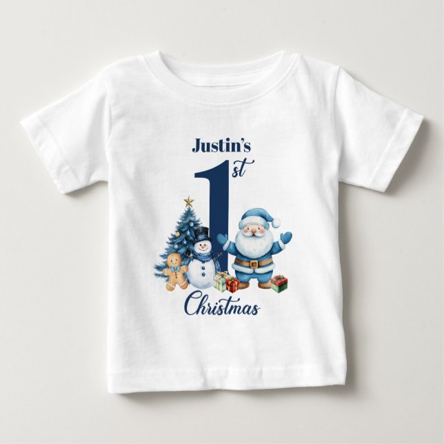 Weihnachtsmann des personalisierten Baby Boys Baby T-shirt (Vorderseite)