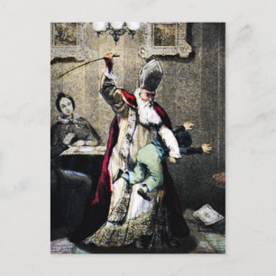 Weihnachtsmann Diszipliniert Kind Postkarte