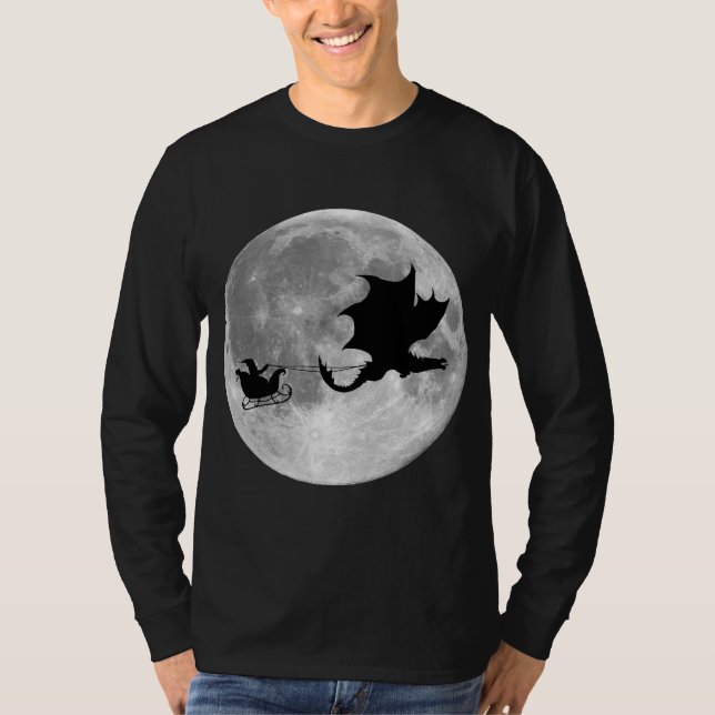 Weihnachtsmann-Drache-Reiter-Pferdeschlitten-Fahrt T-Shirt (Vorderseite)