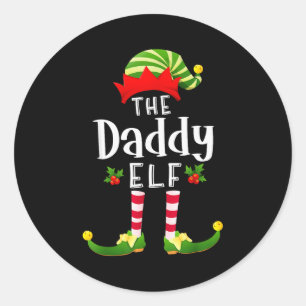 Weihnachtsmann-Elf passende Weihnachts-Pyjama-Part Runder Aufkleber
