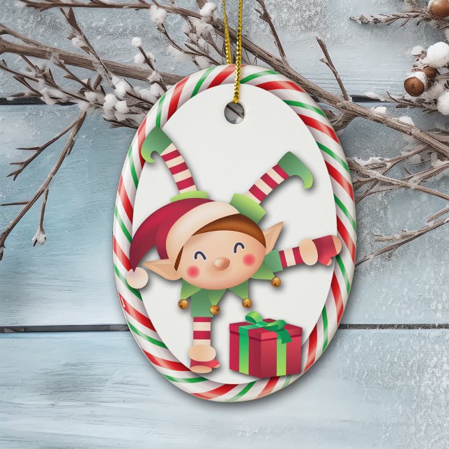 Weihnachtsmann Elf Weihnachts Candy Strip Ornament (Von Creator hochgeladen)