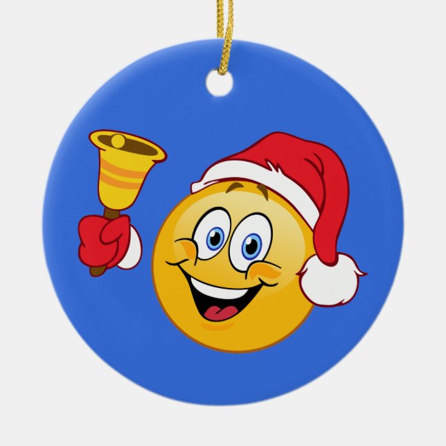 Weihnachtsmann Emoji, der Bell-Verzierung schellt Keramikornament (Vorne)