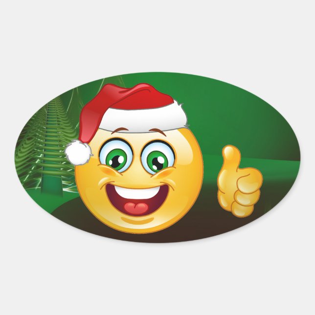 weihnachtsmann-emojis ovaler aufkleber (Vorderseite)