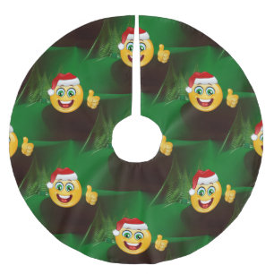 weihnachtsmann-emojis xmas weihnachtsbaum unterset polyester weihnachtsbaumdecke