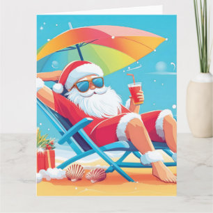 Weihnachtsmann entspannt auf einem tropischen Stra Karte