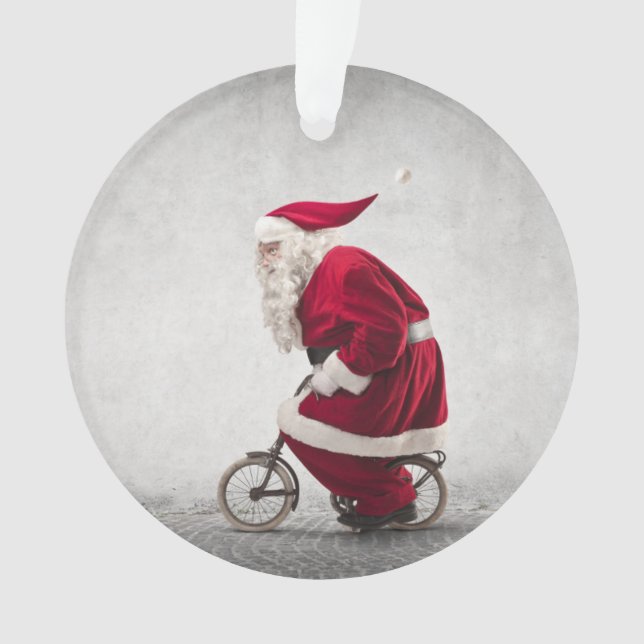 Weihnachtsmann fährt Fahrrad Ornament (Vorderseite)