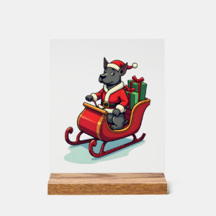 Weihnachtsmann-Fahrt mit Pitbull Acrylschild