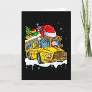 Weihnachtsmann fährt Schulbus Weihnachtsbaum Bunte Karte