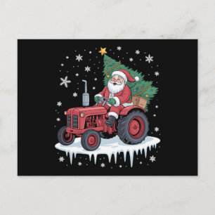 Weihnachtsmann fährt Traktor Weihnachtsbaumfarm Sc Feiertagspostkarte