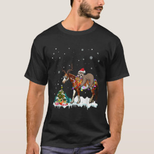 Weihnachtsmann Faultier Reitet Pferd Rentier Weihn T-Shirt
