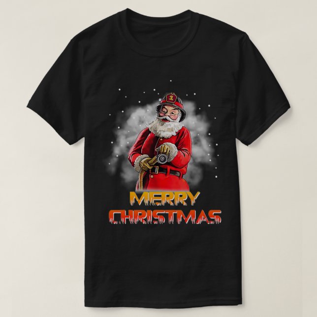 Weihnachtsmann Feuerwehrmann Weihnachtsfest T-Shirt (Design vorne)