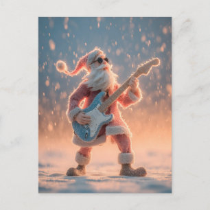 Weihnachtsmann-Figur spielt elektrische Gitarre Postkarte