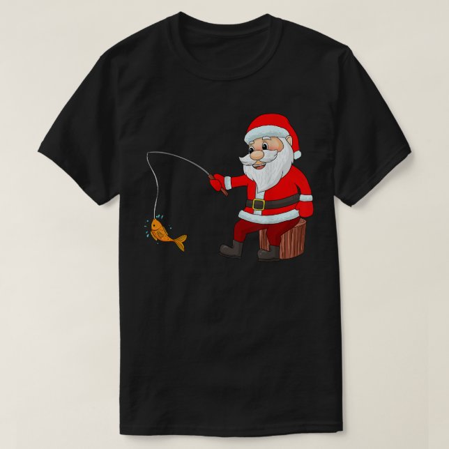 Weihnachtsmann Fischen Weihnachtsgebäck Weihnachte T-Shirt (Design vorne)