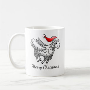 Weihnachtsmann fliegendes Weihnachtsschaf Kaffeetasse