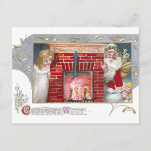 Weihnachtsmann, Frau und Feuerplatz Weihnachten