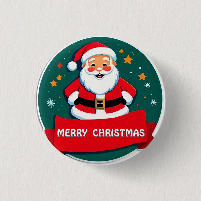 Weihnachtsmann Frohe Begrüßung Button (Vorderseite)