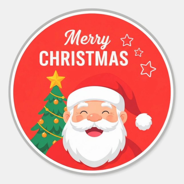 Weihnachtsmann Frohe Begrüßung Runder Aufkleber (Vorderseite)