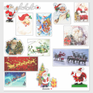 Weihnachtsmann Frohe Weihnachten Baumschmuck Aufkleber