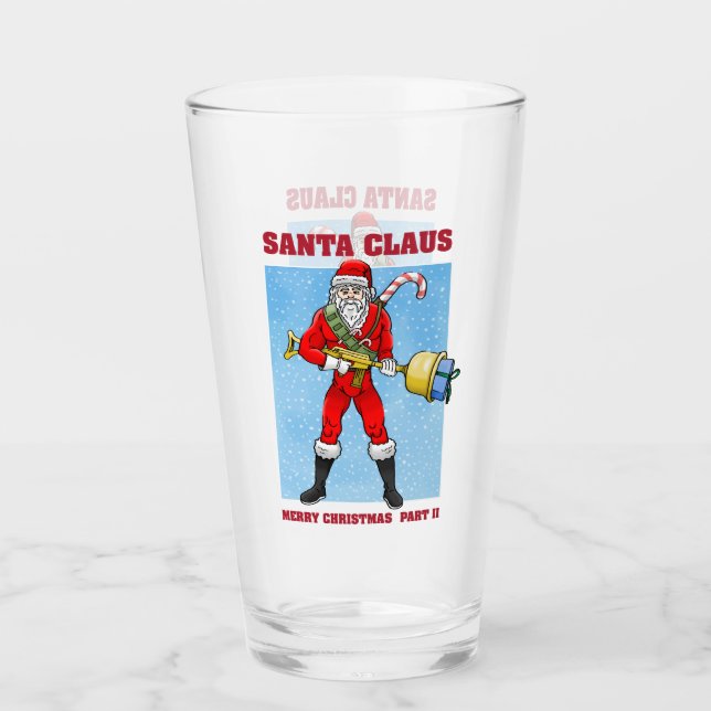 Weihnachtsmann Frohe Weihnachten Teil 2 Glas (Vorderseite)