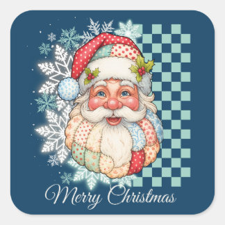 Weihnachtsmann Frohe Weihnachten Vintage Quadratischer Aufkleber