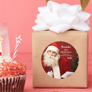 Weihnachtsmann FÜGT NAME Nr. Peekrunde hinzu Runder Aufkleber