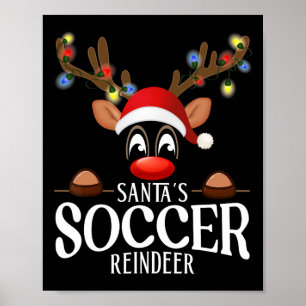 Weihnachtsmann-Fußball-Rentiere Lustige Weihnachte Poster