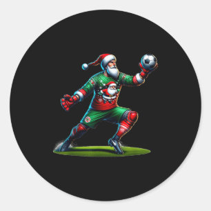 Weihnachtsmann Fußball Torwart Weihnachten Xmas Runder Aufkleber