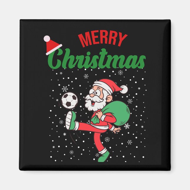 Weihnachtsmann Fußball Weihnachten Magnet (Vorne)